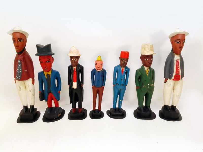 figura escultura colono europeo africa madera alt.32-57 total.49u